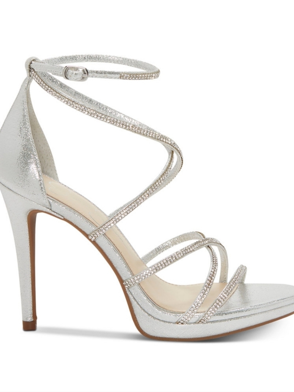 Jessica Simpson Silver Strappy Rhinestone High Heel Sandals